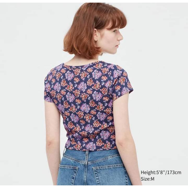 ÁO THUN NỮ UT UNIQLO IN HOA TÍM MỘNG MƠ