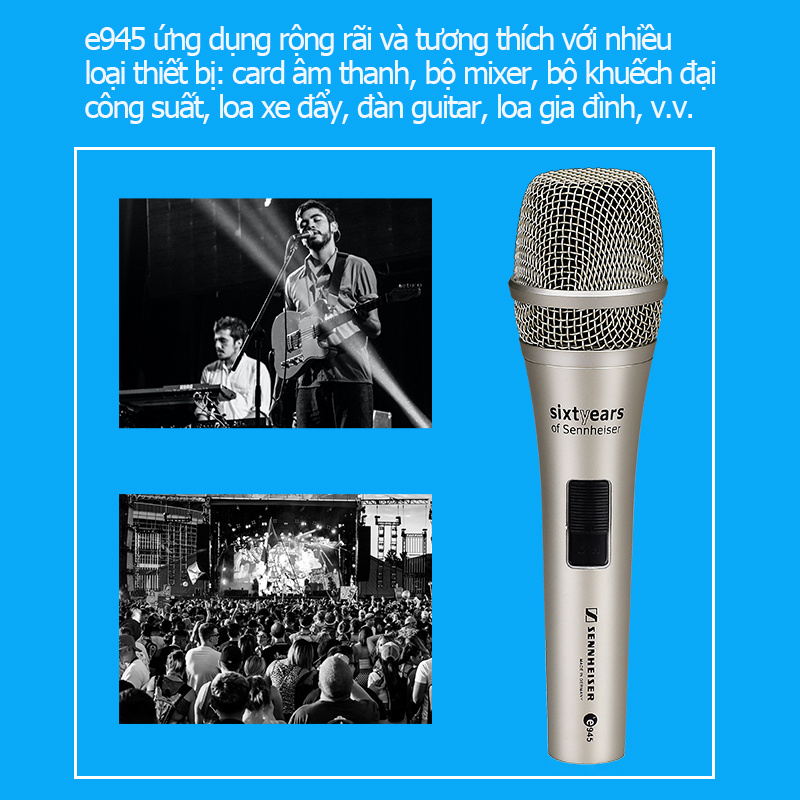 Sennheiser/e845 S/e945 micro có dây,micro hát karaoke,micro karaoke có dây,giọng hát rõ và tràn đầy