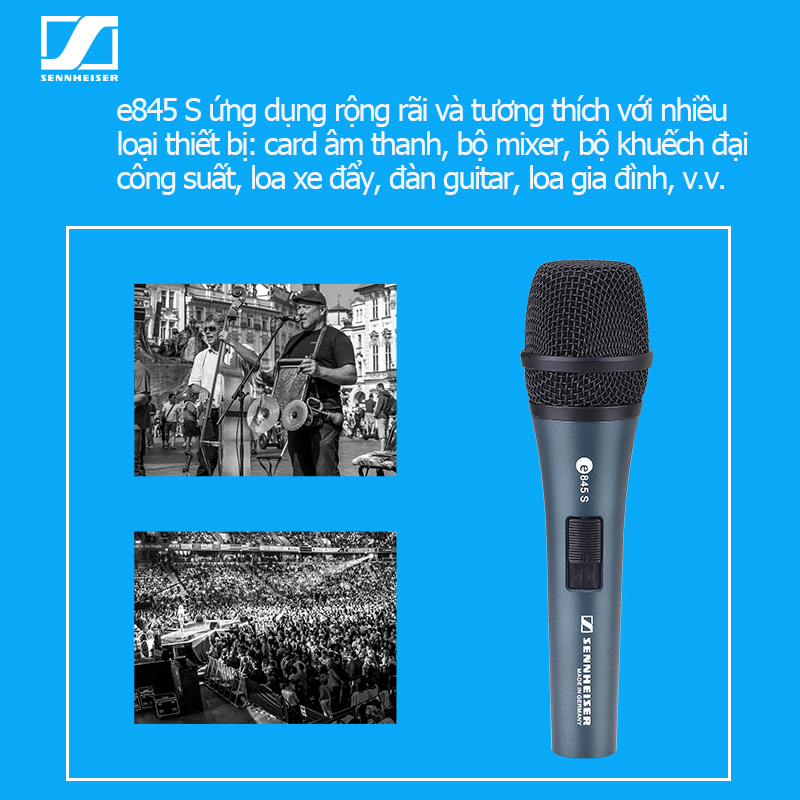 Sennheiser/e845 S/e945 micro có dây,micro hát karaoke,micro karaoke có dây,giọng hát rõ và tràn đầy