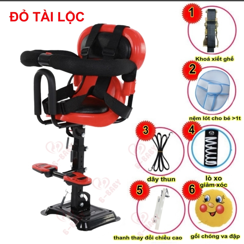 Ghế ngồi xe máy cho bé - ghế ngồi xe điện em bé có lò xo giảm xóc B-Baby
