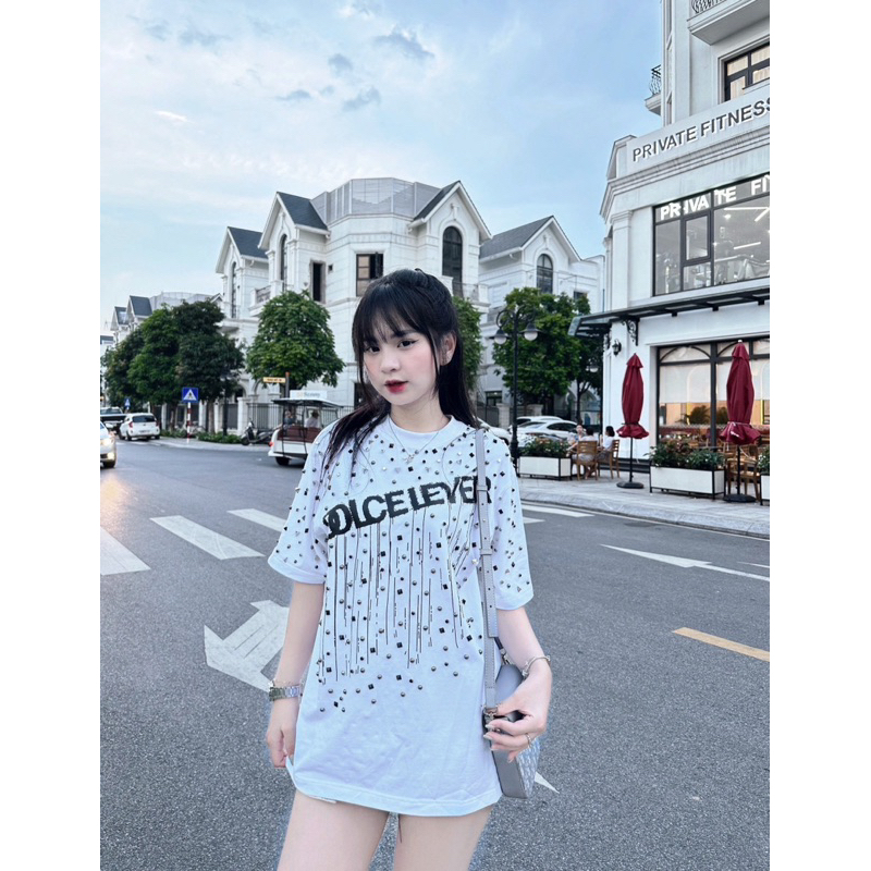 Áo phông dolce level đính đá to xuyên vải bản cao cấp,áo phông dolce đính đá quanh cổ phong cách boy phố