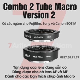 FREESHIP Combo 2 ống Tube Macro AF Meike MK-S-AF3 dành cho máy ảnh Fujifilm, Sony, M4/3 và Canon EOS M - Ngàm chụp Macro