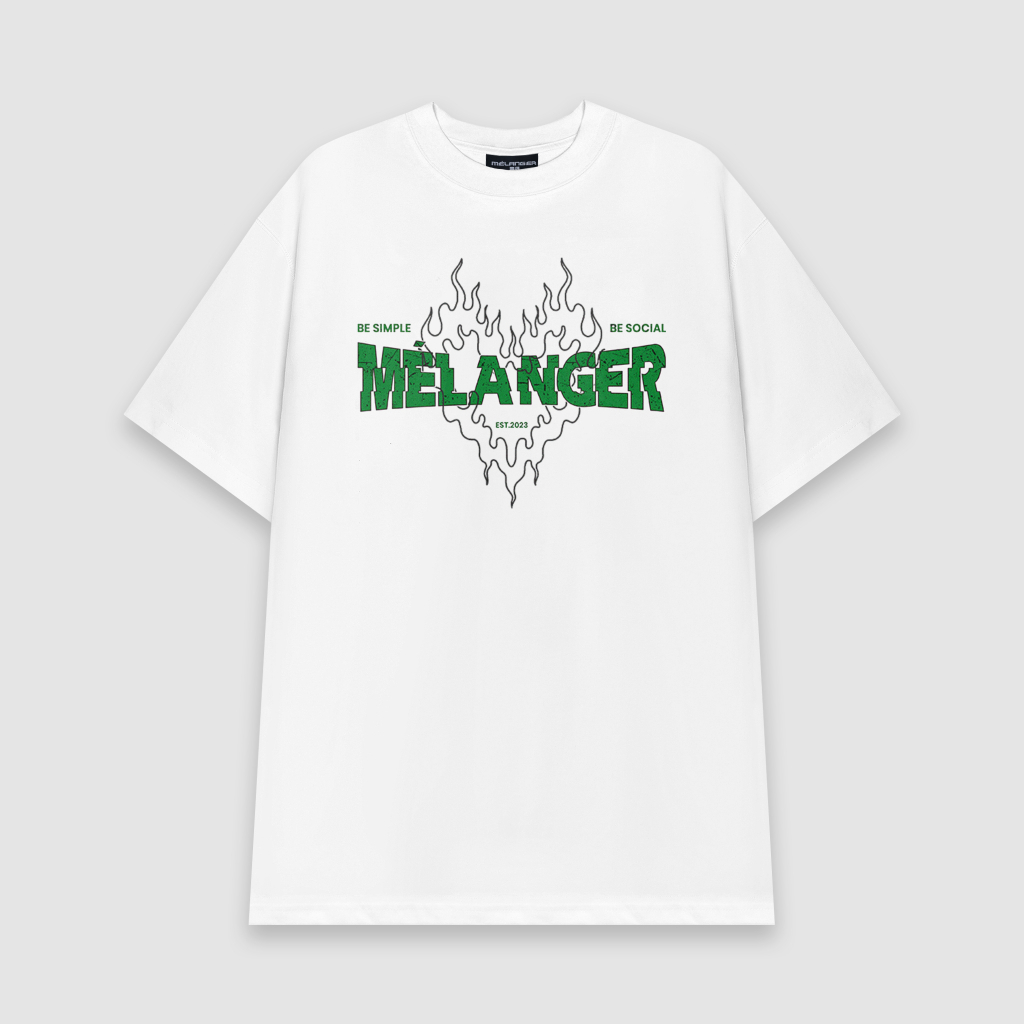 Áo thun tay lỡ Nam,Nữ Mélanger Basic Heart oversize cotton, cổ bo tròn 240gsm thoáng mát