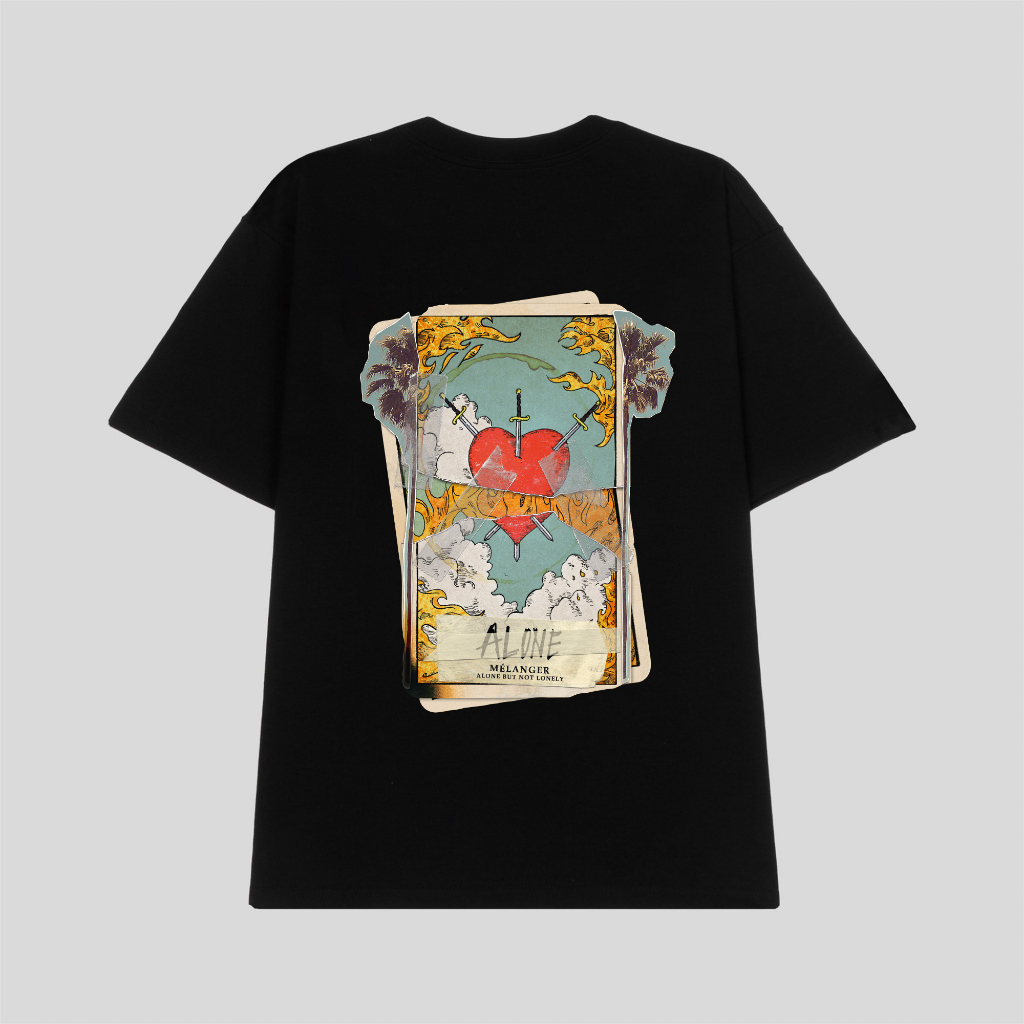 Áo thun tay lỡ Nam,Nữ Mélanger Heart oversize cotton, cổ bo tròn 240gsm thoáng mát