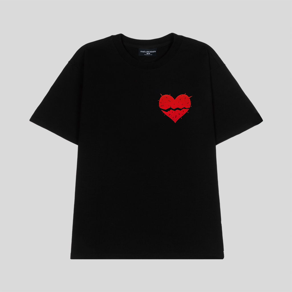 Áo thun tay lỡ Nam,Nữ Mélanger Heart oversize cotton, cổ bo tròn 240gsm thoáng mát
