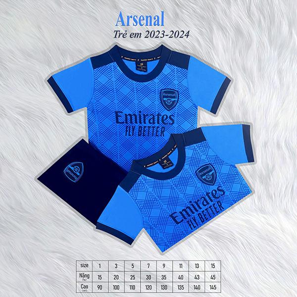 Quần áo trẻ em, áo bóng đá trẻ em, Arrsenal siêu dễ thương, thun lạnh cao cấp không nhăn không xù lông HUNGSPORT TN
