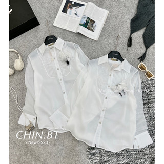 Áo Sơmi Ly Ngực Kèm Hoa Hot Hit