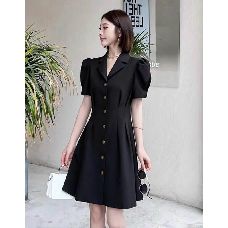 Đầm sơ mi cổ vest 3 màu - đầm vintage thanh lịch thu đông