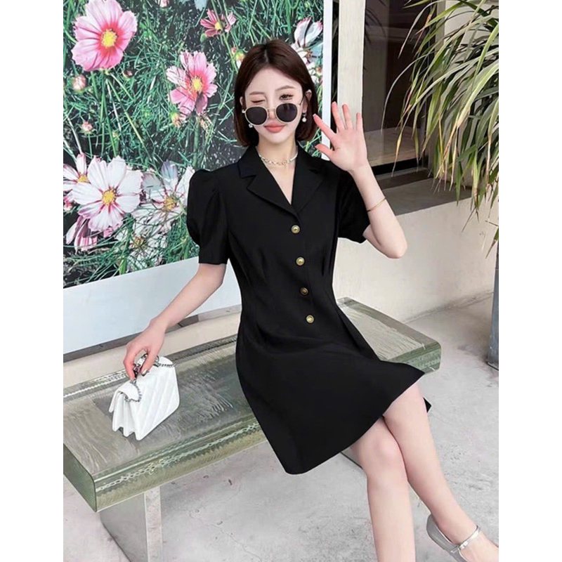 Đầm sơ mi cổ vest 3 màu - đầm vintage thanh lịch thu đông
