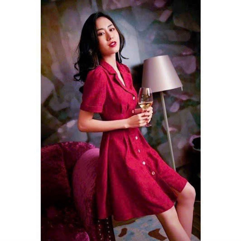 Đầm sơ mi cổ vest 3 màu - đầm vintage thanh lịch thu đông