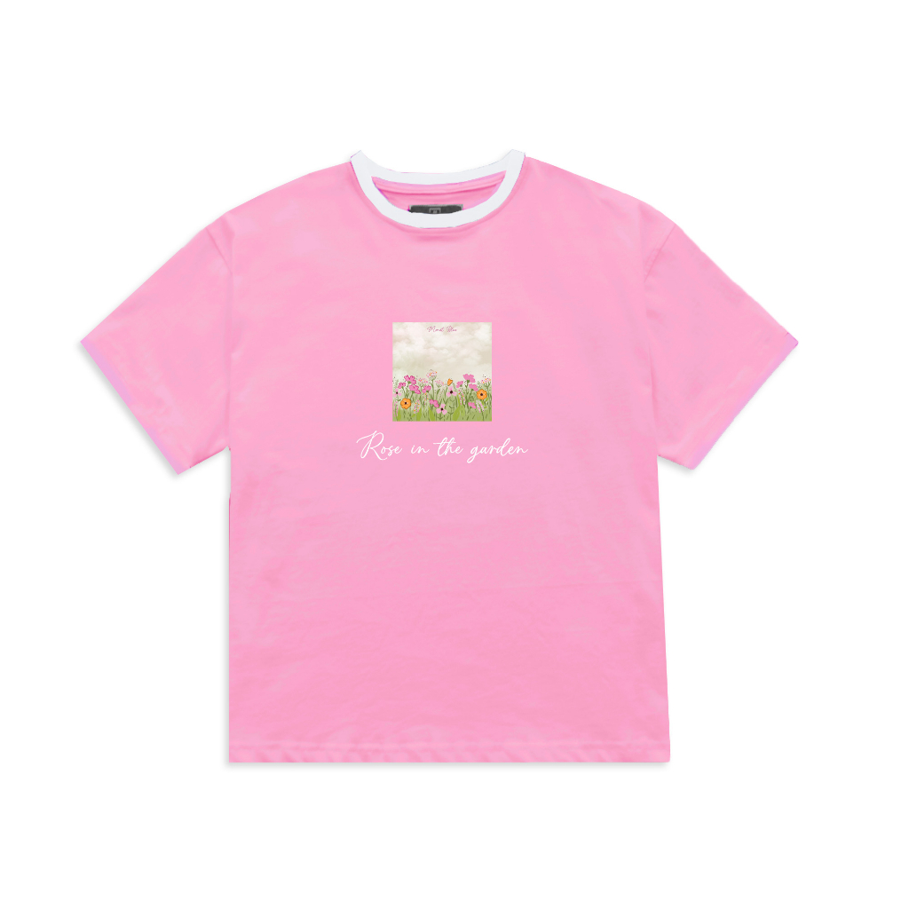 MONATA BLUELIGHT Rose in garden - Áo thun form rộng unisex 100% cotton