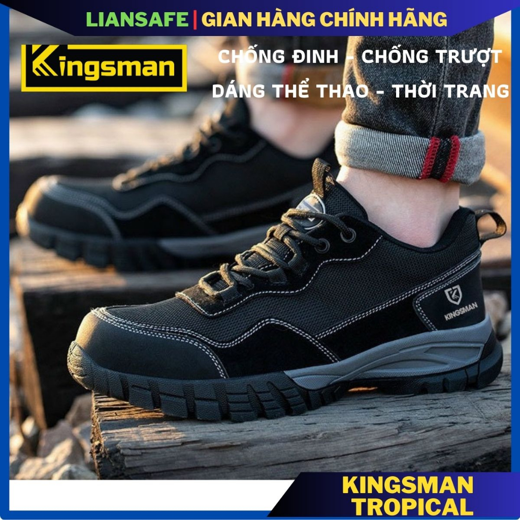 Giày bảo hộ lao động nam Kingsman tropical dáng thể thao thời trang mũi lót thép chống đinh chống trượt