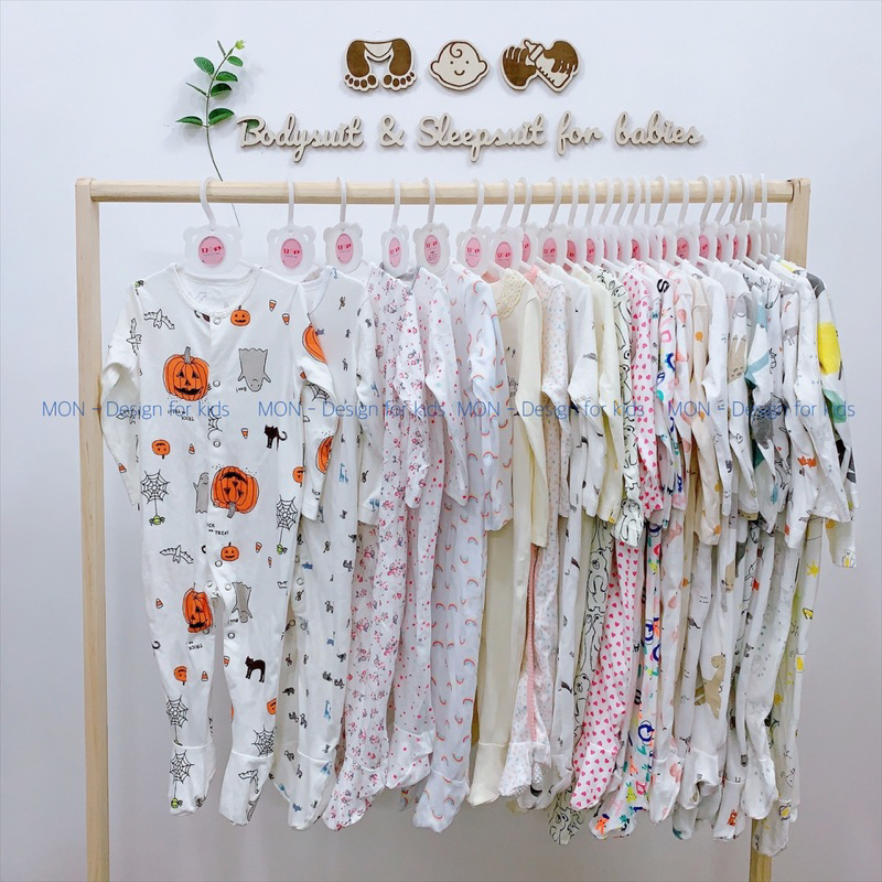 Sleepsuit CÚC BẤM bộ body dài tay liền tất hàng xuất dư cho bé yêu