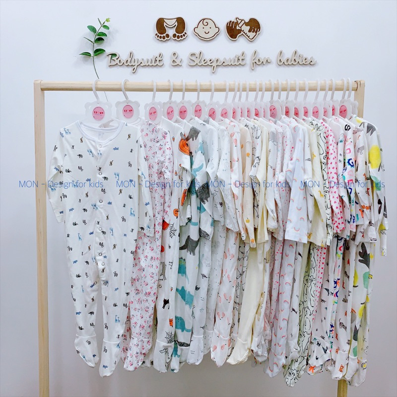 Sleepsuit CÚC BẤM bộ body dài tay liền tất hàng xuất dư cho bé yêu