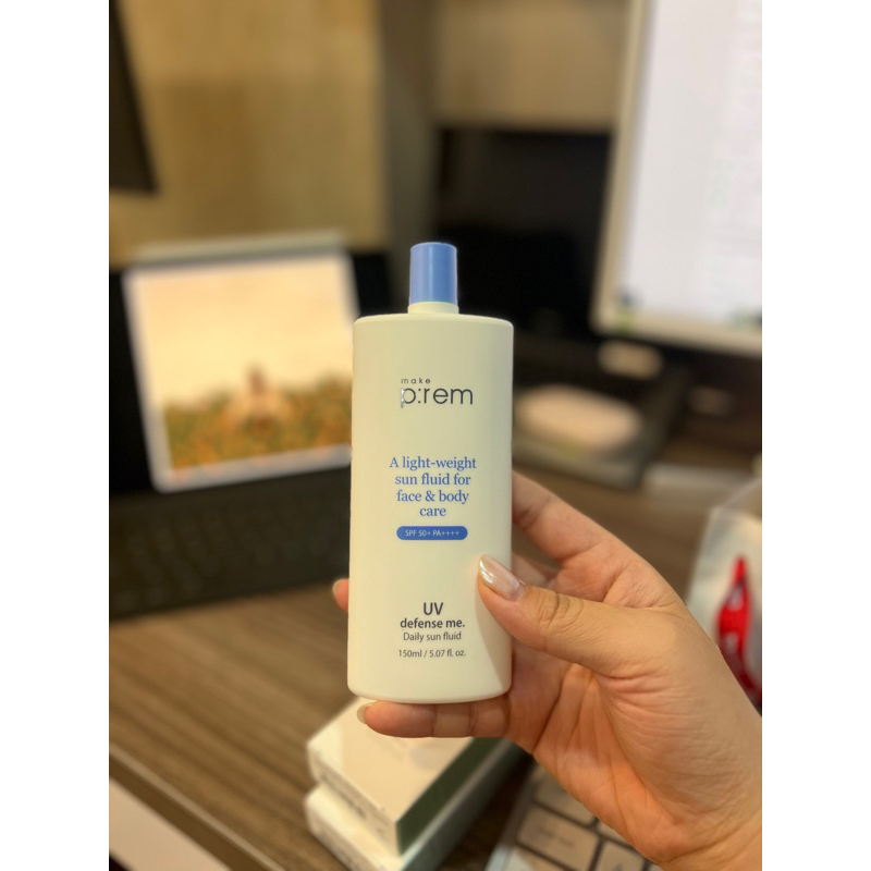 Kem Chống Nắng Vật Lý Make Prem UV Defense Me Blue Ray Sun Fluid SPF 50+/ PA++++ Dạng Sữa 150ML