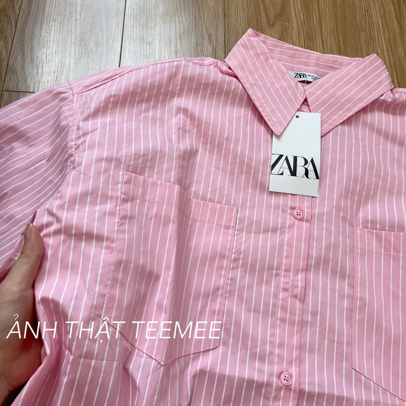 Sơ mi kẻ hồng dài tay Za.ra