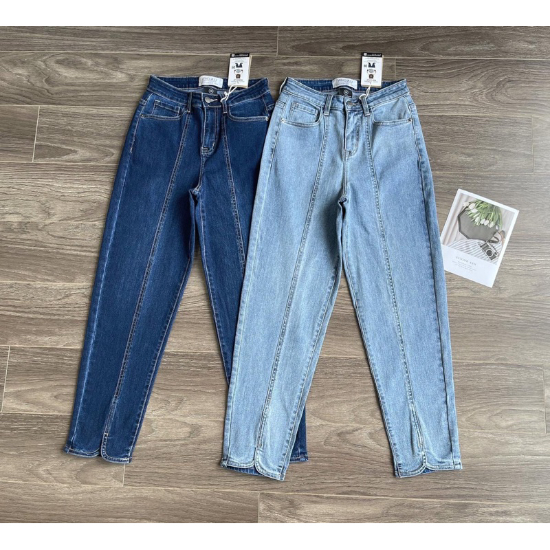 Quần baggy lưng cao phối gân lai kiểu Whoau