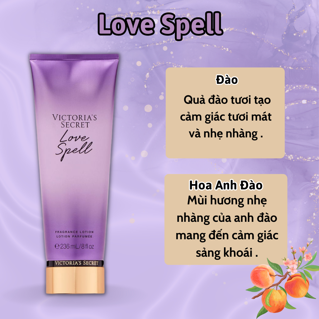 Body Mist Victoria Secret Chính Hãng Love Spell, Xịt Thơm Body Toàn Thân Hương Nước Hoa 250ml