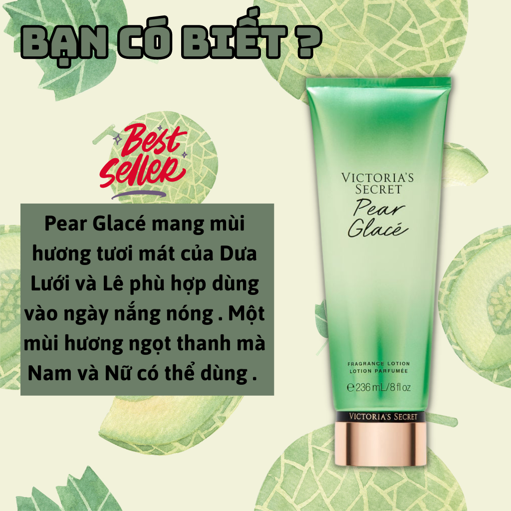 Body Mist Victoria Secret Chính Hãng Pear Glace, Xịt Thơm Body Toàn Thân Hương Nước Hoa 250ml