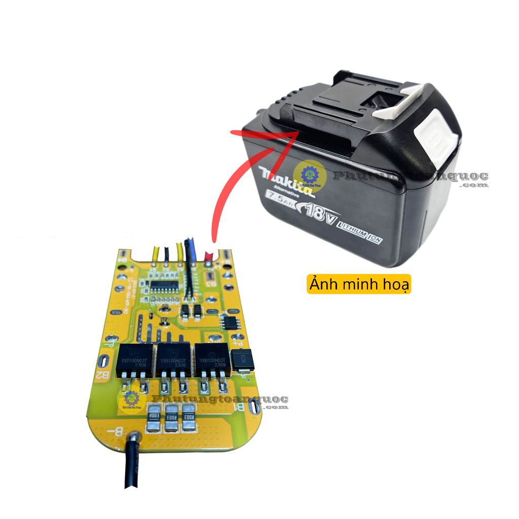 Mạch Bảo Vệ Pin 10 Cell Hoặc 15 Cell Chân Pin Makita Thông Dụng Dòng Xả Cao 80A