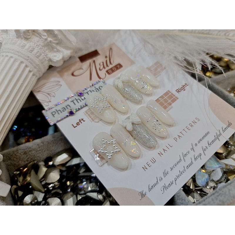 Set 10 phụ kiện hạt trai hình trái tim, nơ , hoa , sao…trang trí móng siêu sinh