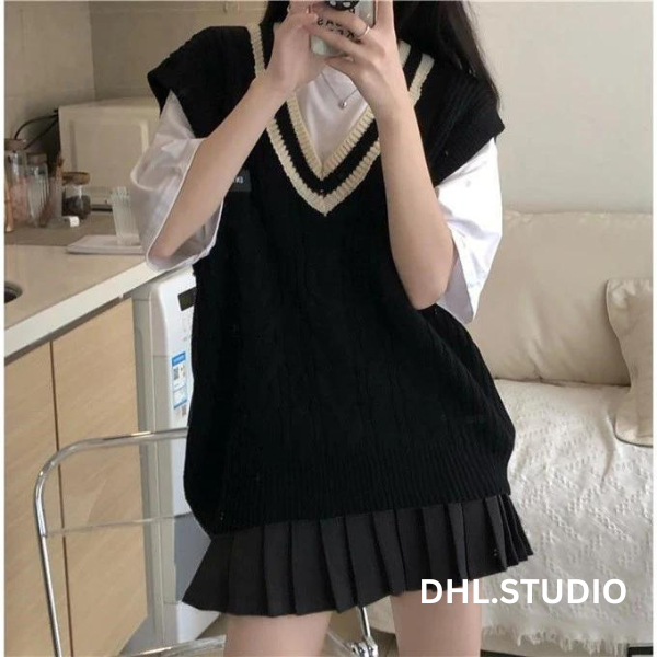 Áo gile nỉ phong cách unisex dáng rộng - D72