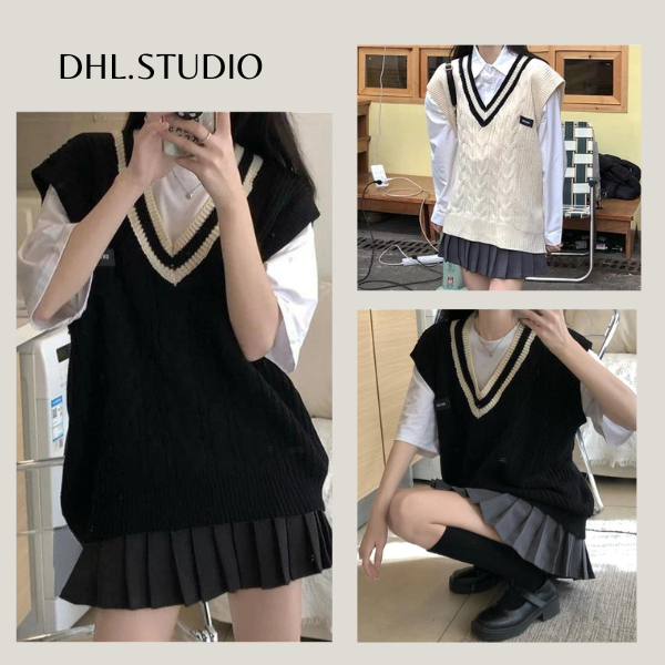 Áo gile nỉ phong cách unisex dáng rộng - D72