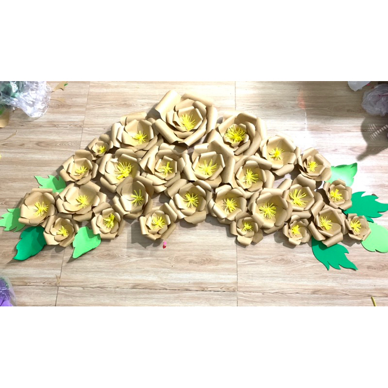Bông hoa bàng giấy xi măng, kích thươc 10cm,15cm ,18 cm, 20cm về kết lên hoa 3 lớp