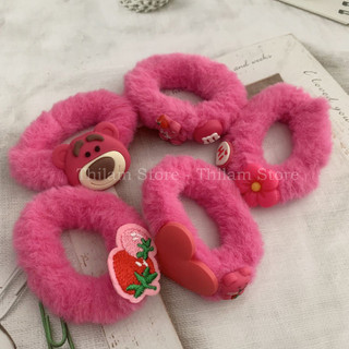 Set 5 dây cột tóc lông gấu hồng Lotso cute