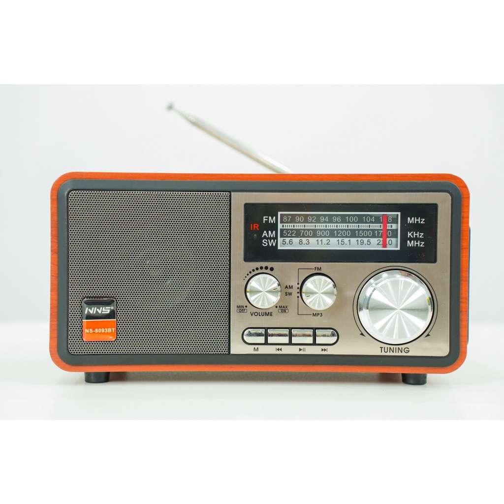 Đài Radio NS-8093BT, Bluetooth Chính Hãng NNS. Bắt Sóng FM, AM, /USB/TF, Cổng Thẻ Nhớ - Loa Dùng Điện 220V Và Pin Sạc