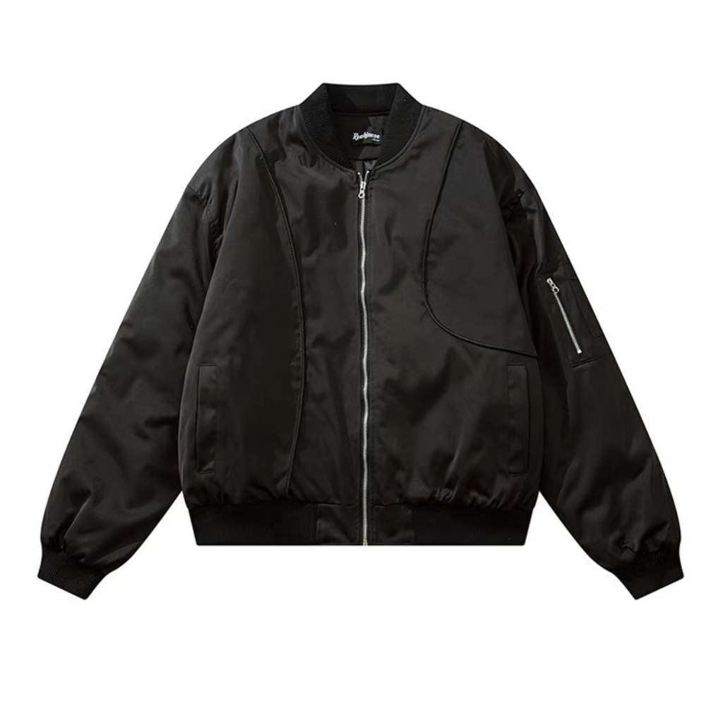 Áo bomber khoác gió phối họa tiết kẻ gân hai mặt hai màu Miuzi DT220