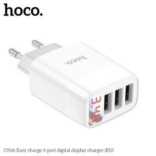 Cóc sạc nhanh 3 cổng hoco c93a có led hiển thị nguồn điện chính hãng bh 1 năm