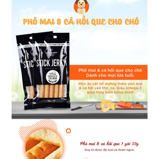 Bánh Thưởng Que mềm Stick Jerky cho Chó 50g Hàn Quốc - Nhiều Vị Phomai ; Gà; Cá Hồi; Phomai và Cá Hồi; Gà và Phomai