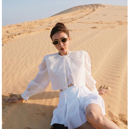 Set sơ mi tơ hoa tay dài kèm quần short tafta che khuyết điểm sang chảnh mặc đi chơi đi tiệc đi làm - LOẠI 1