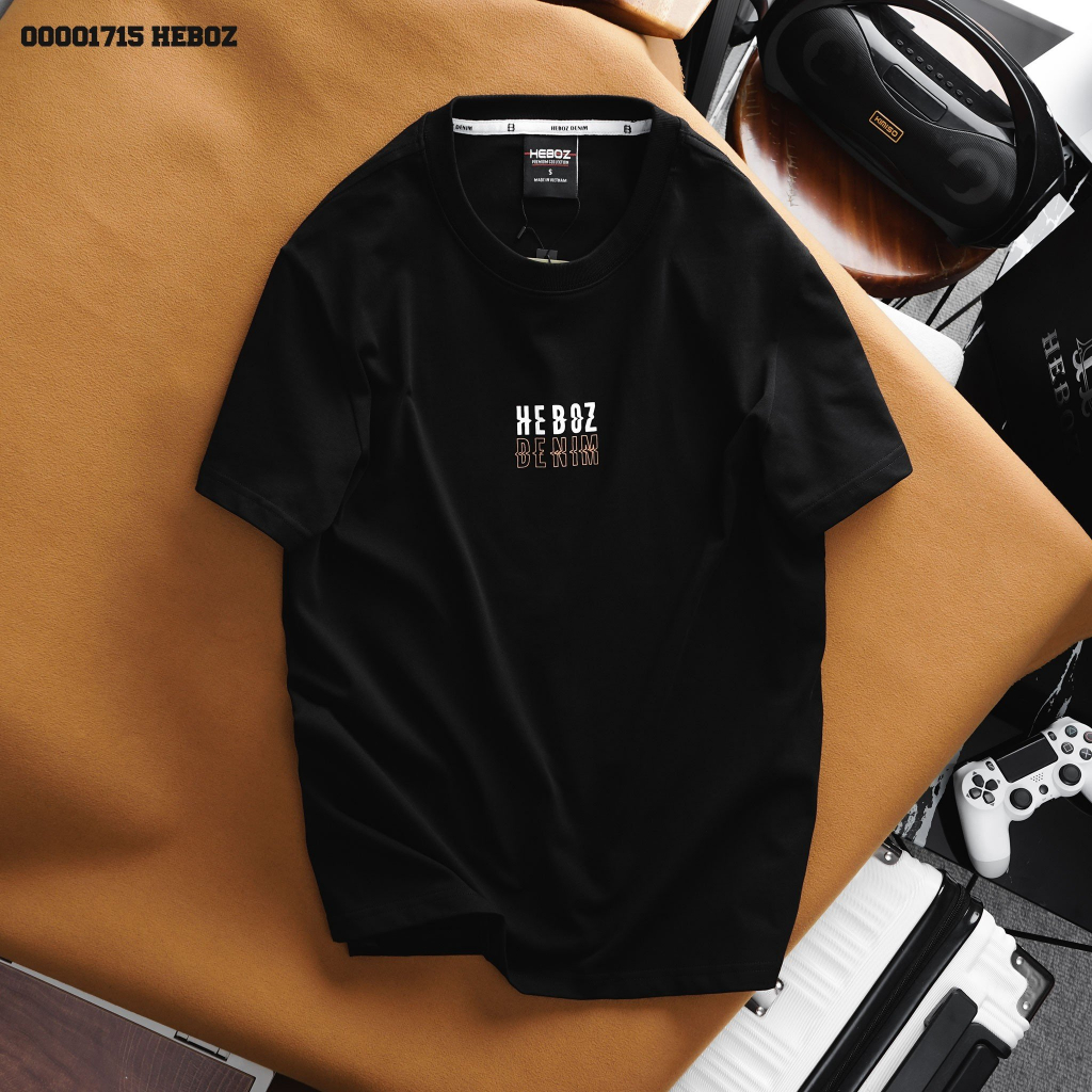 Áo thun basic slim in cao Heboz 3M, chất cotton 2 chiều, slim fit, logo in nổi - 00001715