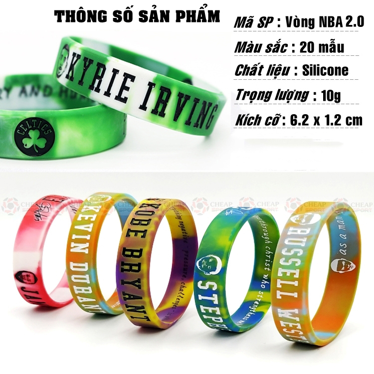 Vòng Tay Cao Su Thể Thao, Vòng Đeo Tay Bóng Rổ NBA Nam Nữ Chống Nước Giá Rẻ PRO SPORT