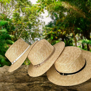 Nón cói đan gaucho phối đai da thời trang