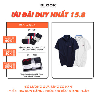 Áo polo nam basic phối cổ BLOOK chất vải thun cá sấu cotton co giãn thêu logo hổ Màu Trắng 35566
