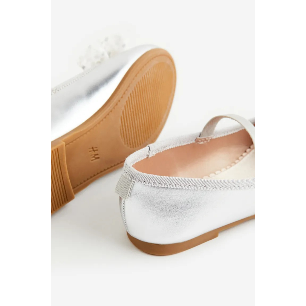 Giày búp bê nơ hoa bạc HM H&M_hàng chính hãng authentic