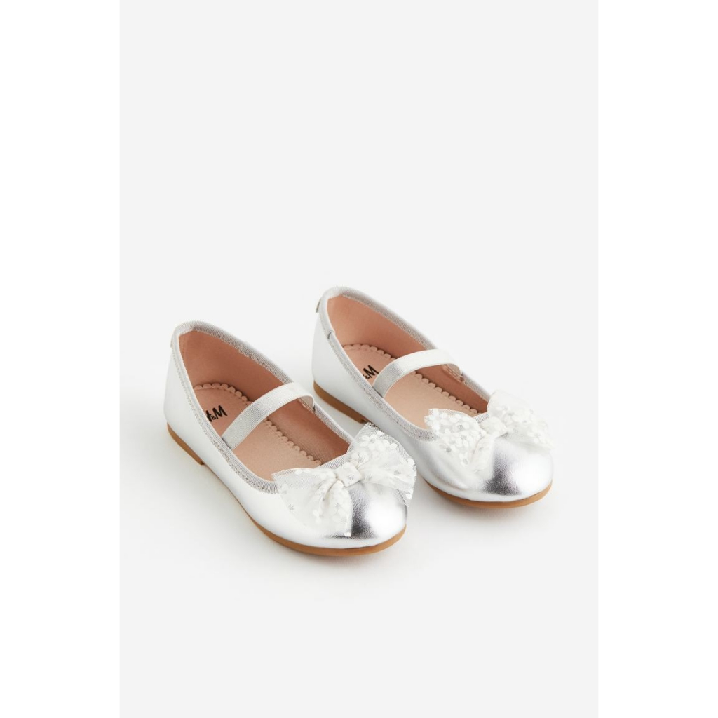 Giày búp bê nơ hoa bạc HM H&M_hàng chính hãng authentic