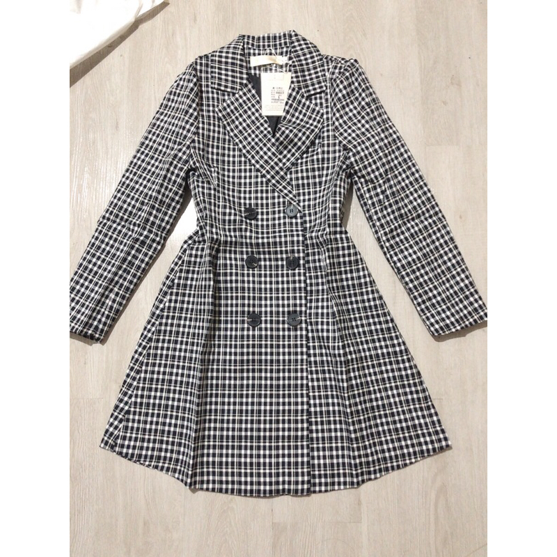 Áo khoác mangto caro xếp li eo quảng châu đủ size