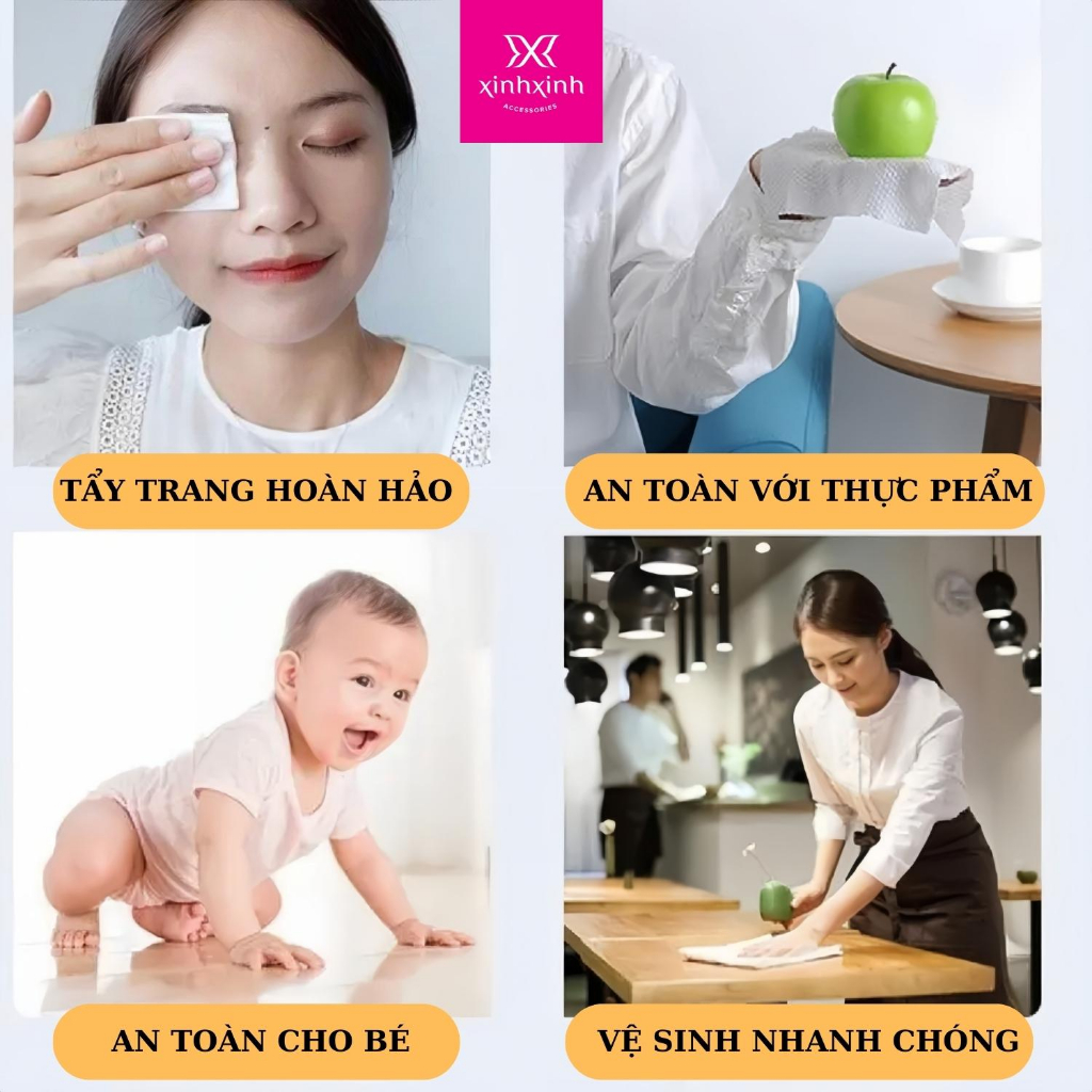 Khăn Lau Mặt Tẩy Trang Đa Năng Gói 200 Tờ Gấu Dâu Lotso Mềm Mịn Treo Tường - Tặng Kèm Túi 20 Viên Giấy Nén và Móc Treo