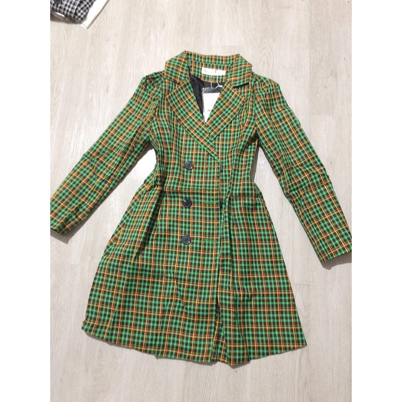 Áo khoác mangto caro xếp li eo quảng châu đủ size