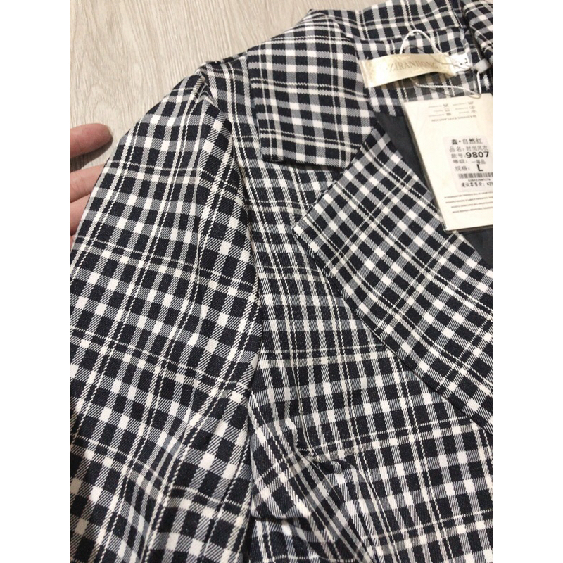 Áo khoác mangto caro xếp li eo quảng châu đủ size