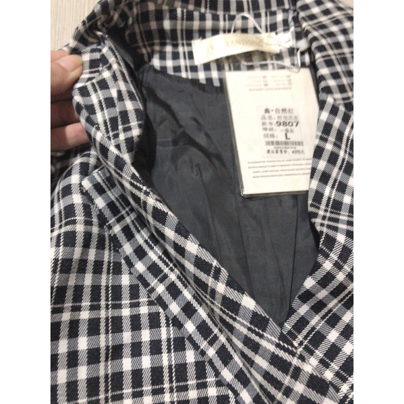 Áo khoác mangto caro xếp li eo quảng châu đủ size