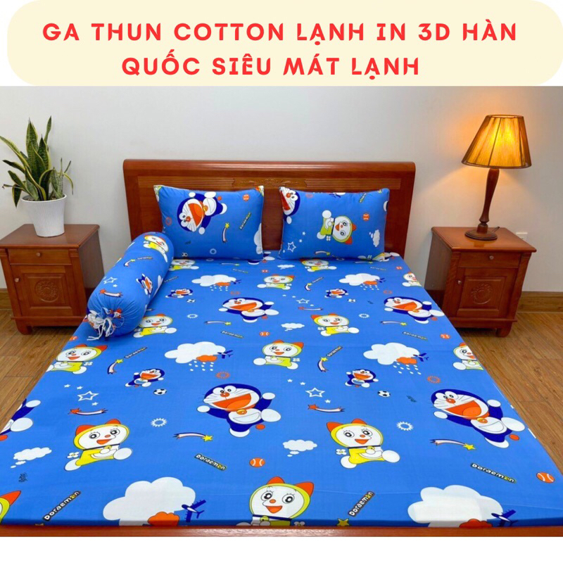 Ga DOREMON IN 3D thun lạnh Hàn Quốc(Ga lẻ ko kèm theo áo gối)