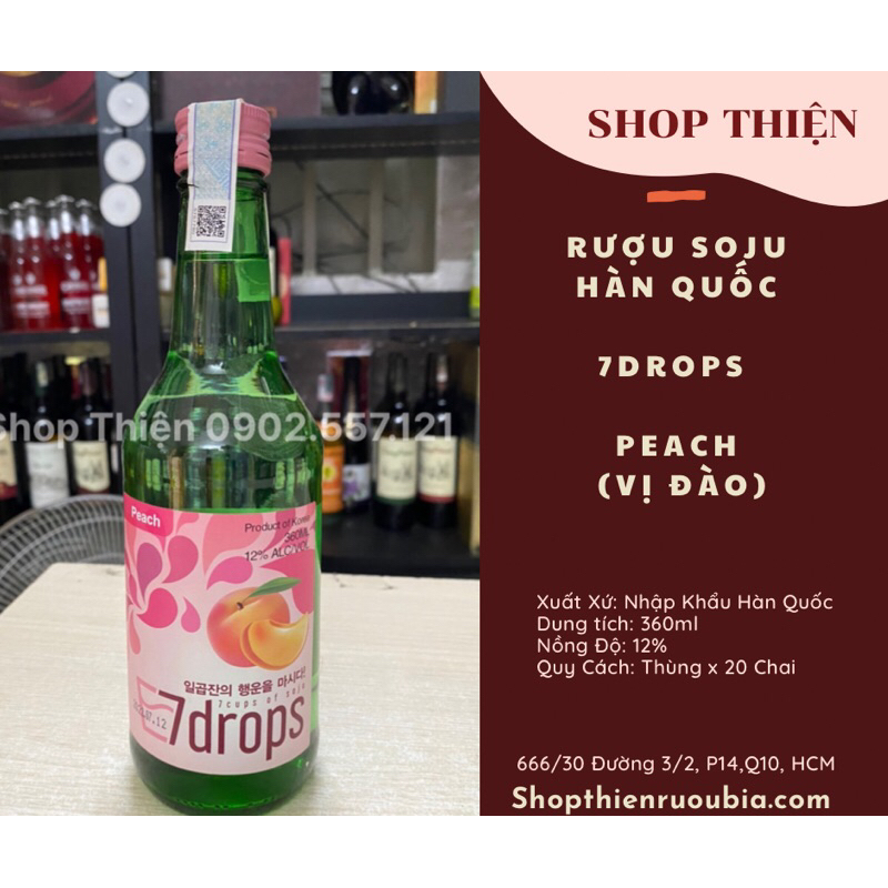 Soju Hàn Quốc 7DROPS Peach 360ml- Vị Đào