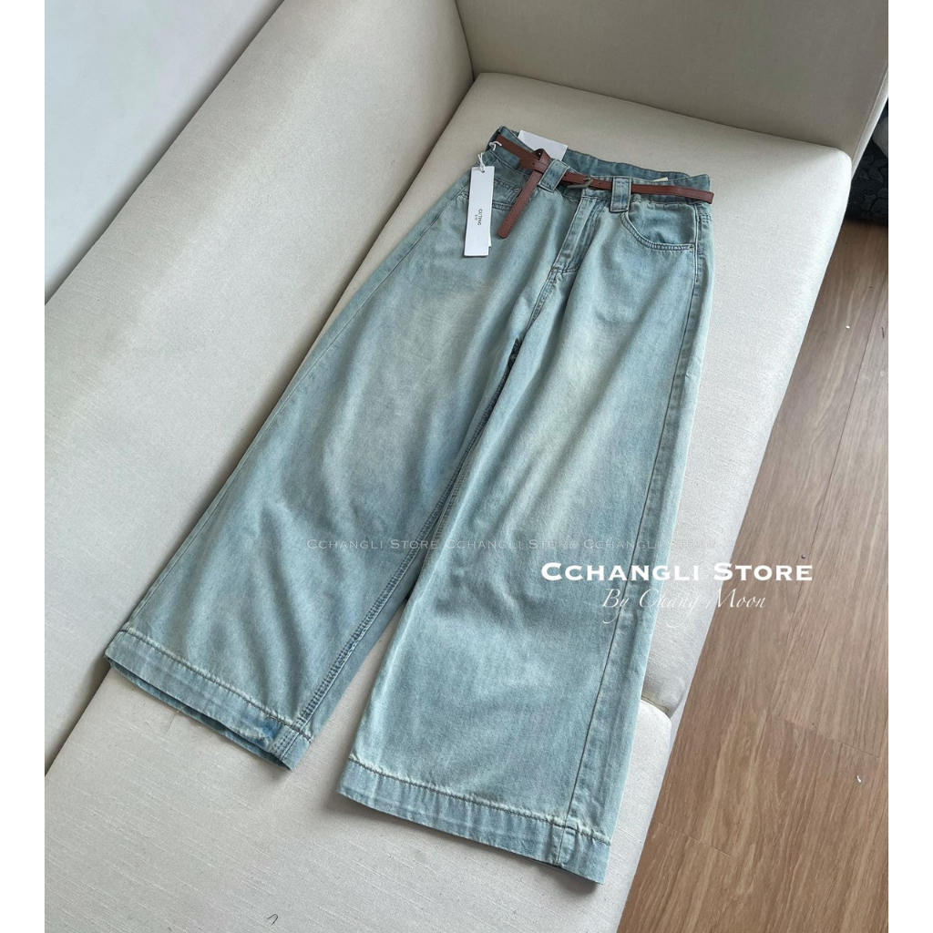 Quần bò jean ống suông rộng xuông nữ quần jeans rin ống đứng loe cạp cao cao cấp DENIM 2399 1508 hót tôn dáng