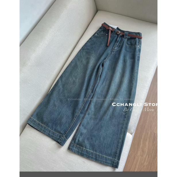Quần bò jean ống suông rộng xuông nữ quần jeans rin ống đứng loe cạp cao cao cấp DENIM 2399 1508 hót tôn dáng
