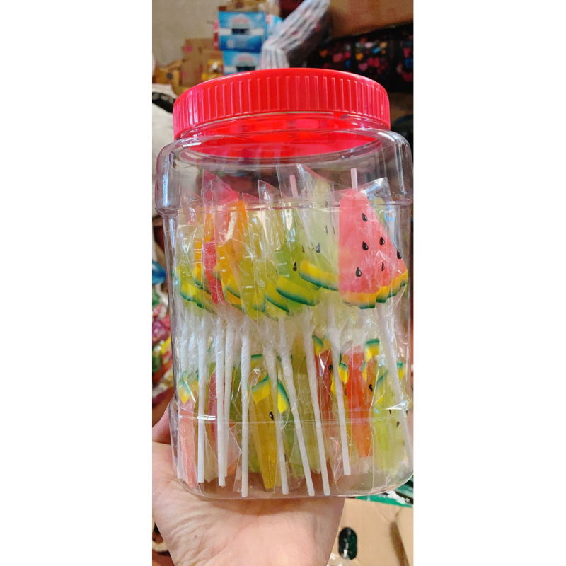 Hộp 50 que kẹo mút dẻo hình miếng dưa siêu  ngon